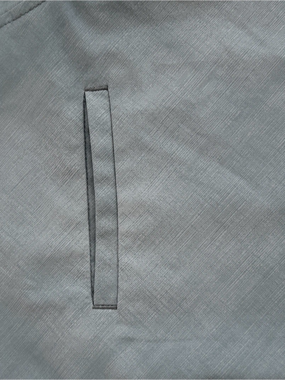 Athleta Urbanite Printed Tunic Blouse Gray Green Hidden Button Stretch Top Large - Picture 5 of 8